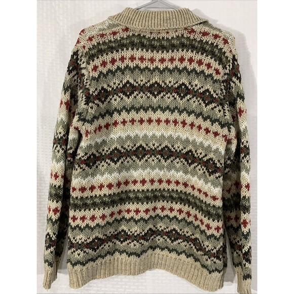 Vintage Carolyn Taylor Fair Isle Zip Up Sweater Womens M Cardigan Wool Blend - Picture 6 of 6